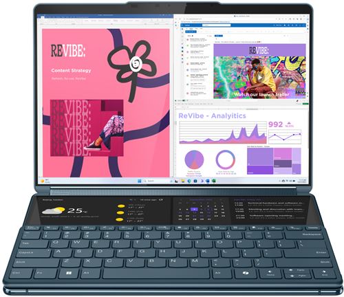 PC Portable Lenovo Yoga Book 9 13IMU9 83FF0038FR écran tactile 13,3 OLED 60 Hz Intel® Core™ Ultra 7 16 Go RAM 1 To SSD Bleu