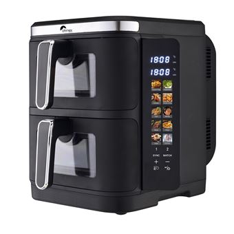 Friteuse à air double Ohmex OHM-FRY-5502AIR 2 x 1200 W Noir