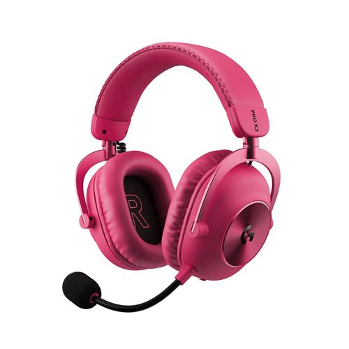 Logitech PC gaming circum-aural sans fil et filaire Pro X3 Lightspeed Rose pour PC PS4 et PS5