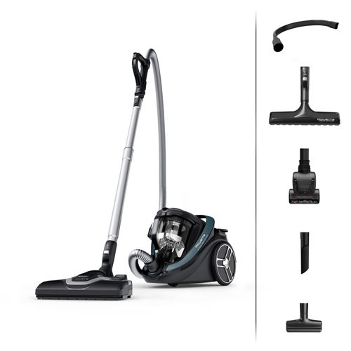 Aspirateur sans sac Rowenta Silence Force Cyclonic Effitech Modèle Total Clean RO7961EA 500 W Noir et Bleu Gris