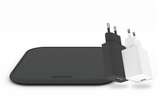 Pack Pad induction Zens Noir + Chargeur secteur USB-A + Chargeur USB-C 18W