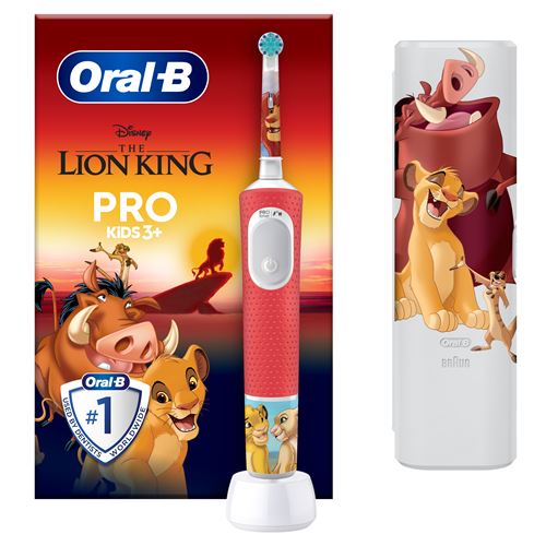 Oral B Brosse À Dents Électrique Oralb Pro Kids Le Roi Lion + Étui De Voyage Rouge