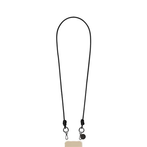 Cordon La Coque Francaise Nolan cuir vegan Noir avec mousquetons Noir