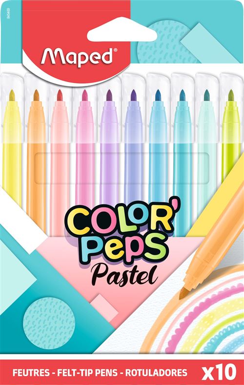 Maped Feutres de Couleur Color'Peps Feutres de Coloriages et Dessins Pastel 10 Couleurs Douces et Acidulées Boîte carton 845469 - vue 10