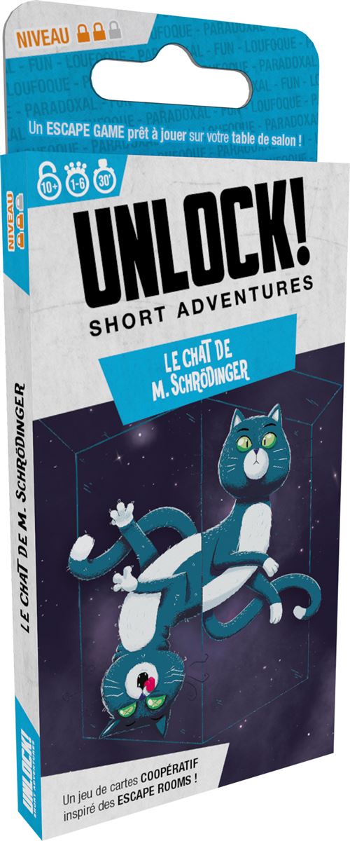 Boite de Jeu d'escape game Asmodee Unlock Short Adventure Le Chat de M. Schrodinger