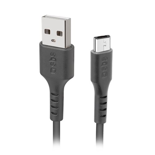 Câble Micro USB SBS 2 m pour smartphones et tablettes Noir