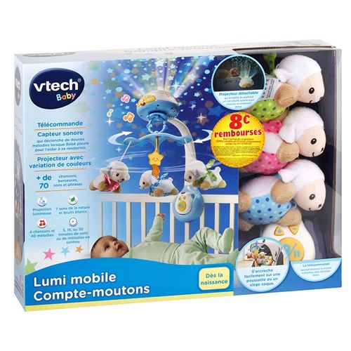 Jouet interactif Vtech Baby Lumi Mobile Compte-Moutons Bleu