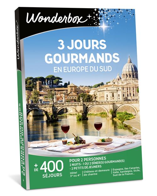Coffret cadeau Wonderbox 3 jours gourmands en Europe du Sud