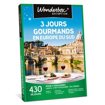 Wonderbox – Coffret Cadeau - Escapade GOURMANDE en Amoureux – Plus de 1.000  séjours gourmands en manoirs & Coffret