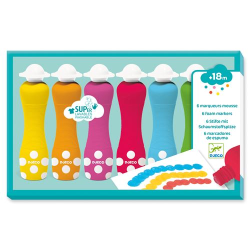 Djeco 6 marqueurs mousse