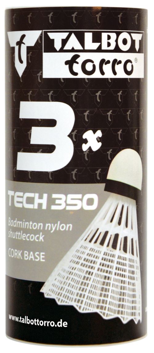 Volant De Badminton Talbot Torro Tech 350 – Nylon Durable, Liège Synthétique, Vitesse Moyenne, Lot De 3