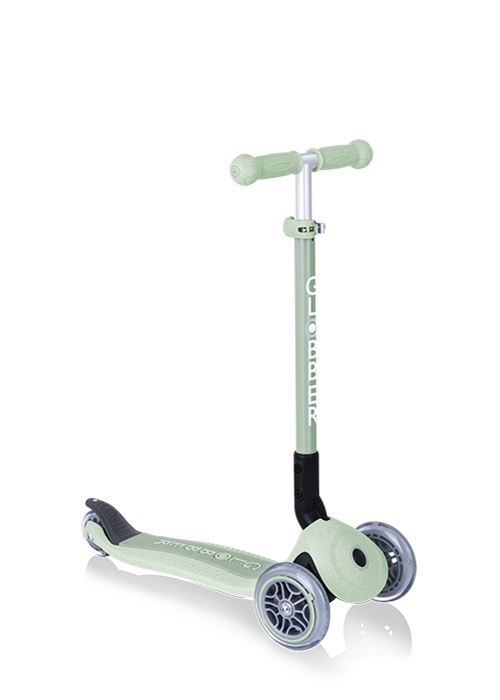 Globber - Trottinette 3 roues JUNIOR FOLDABLE LIGHTS ECOLOGIC Vert Pistache