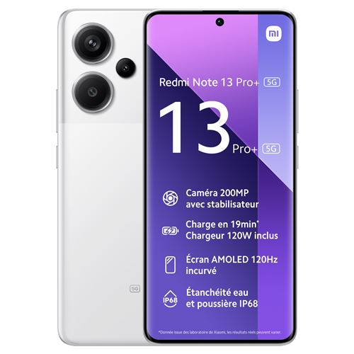 Smartphone Xiaomi Redmi Note 13 Pro+ 5G 6.67"" Double SIM 256 Go Blanc État correct - Xiaomi reconditionné disponible sur Fnac