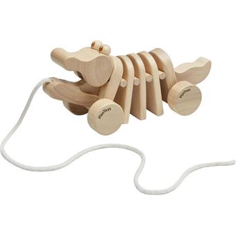 Alligator à tirer Plan Toys en bois naturel Beige