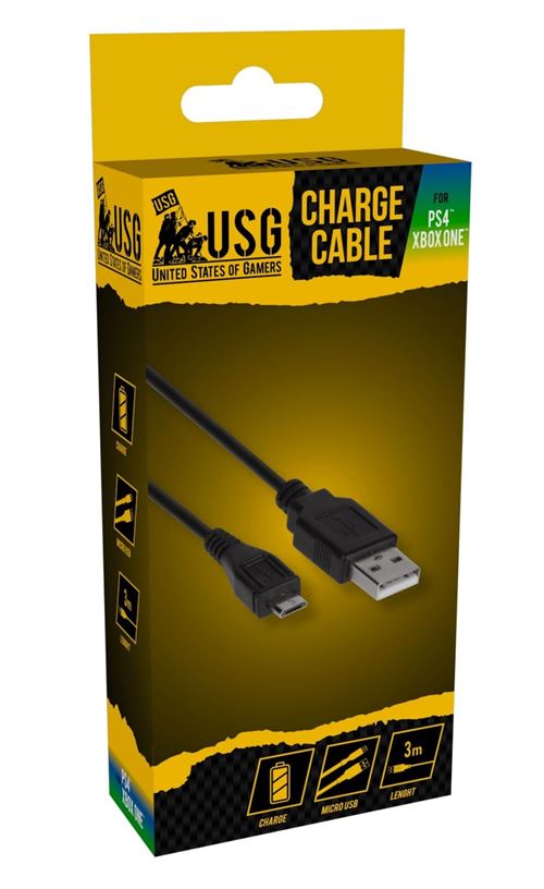 Lot de 2 câble Play N Charge PS4 + Stand rangement manettes - Noir - sous  licence Officielle Playstation - OKAVENGO