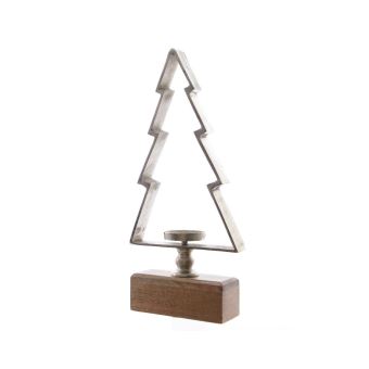 Décoration de Noel Kaemingk Support bougie en aluminium Arbre Noël Brut Argent