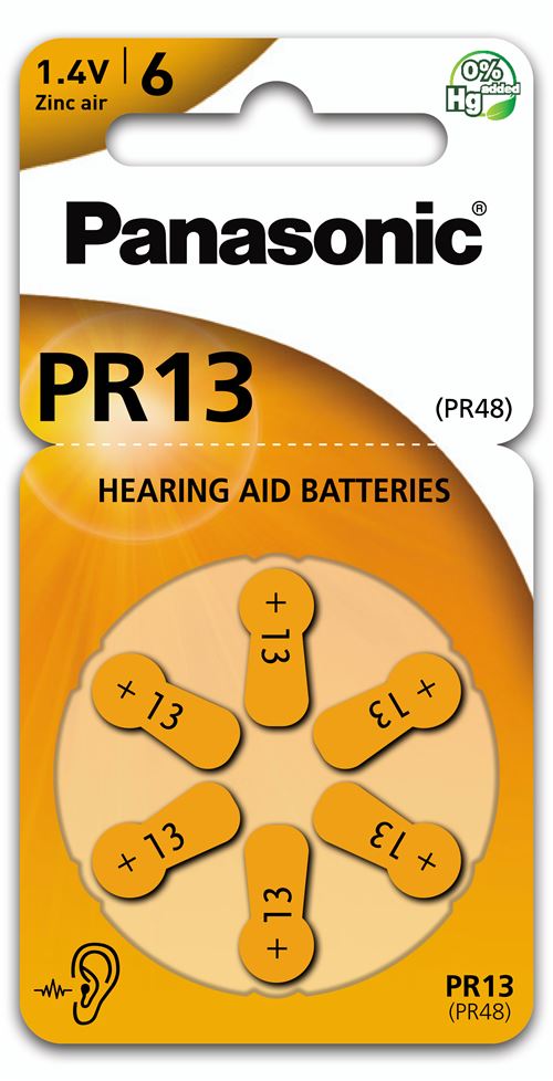 Pack de 6 piles auditives Panasonic PR13