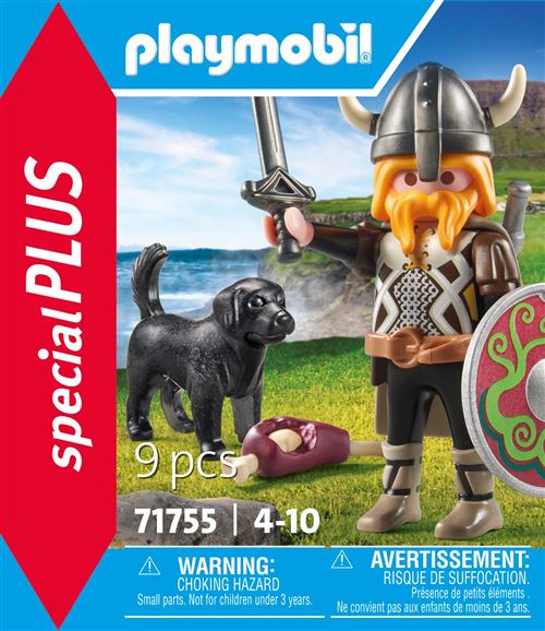 Playmobil Special Plus 71755 Viking avec Chien, Bouclier et Armes