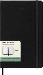 Agenda civil semainier Moleskine 2024 12 mois Grand Format Couverture Dure Noir