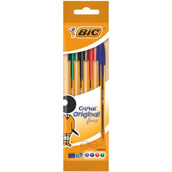 Pochette 4 stylos BIC Cristal Fine Couleurs Assorties