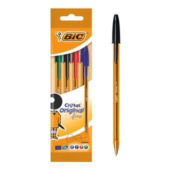 Pochette 4 stylos BIC Cristal Fine Couleurs Assorties