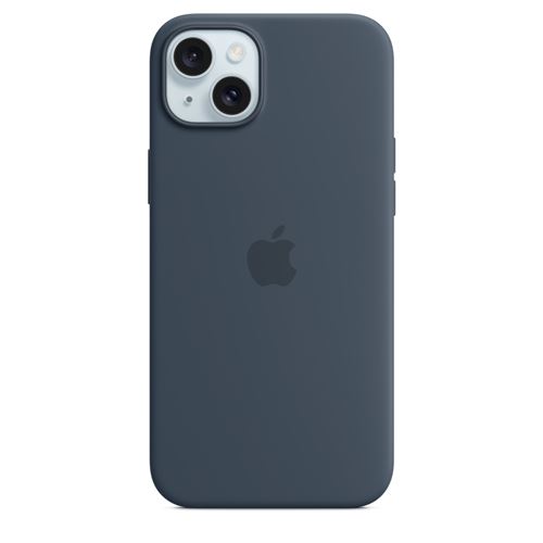 Apple Coque en silicone avec MagSafe pour iPhone 15 Plus Bleu orage