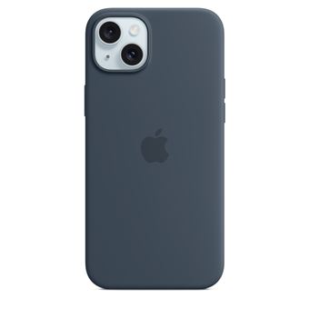 Coque en silicone avec MagSafe pour iPhone 15 Plus Bleu orage