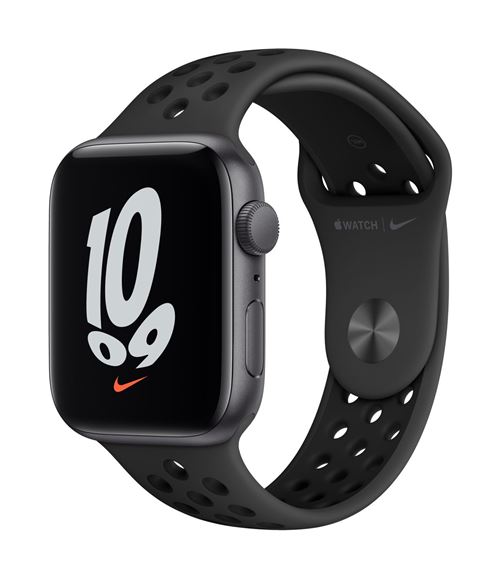 Apple Watch Nike SE GPS, 44mm boitier aluminium gris sidéral avec bracelet sport anthracite 2021