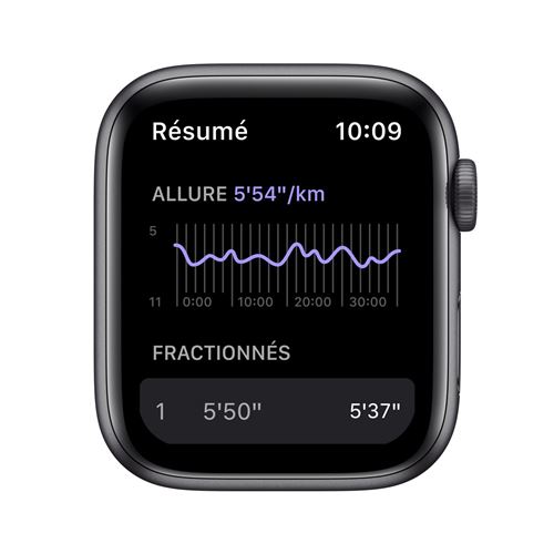 Apple Watch Nike SE GPS, 44mm boitier aluminium gris sidéral avec