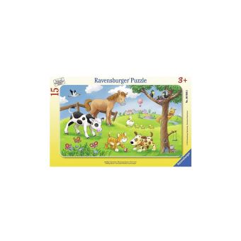 Puzzle Enfant Ravensburger – La Vie à La Ferme – Cadre 15 Pièces – Dès 3 Ans – Carton épais FSC – Dimensions 29,5x19cm