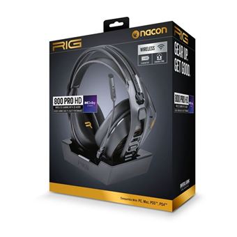 Casque gaming sans fil pour PS4/PS5/PC Nacon RIG 800 PRO HD Noir et station d'accueil