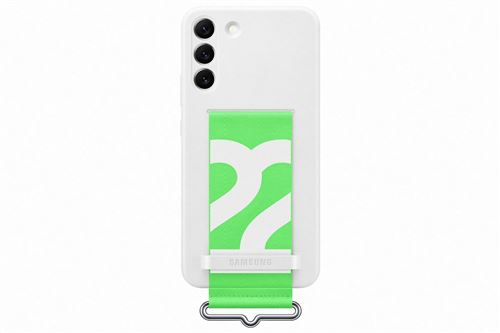 Coque en silicone avec laniere pour Samsung Galaxy S22+ Blanc