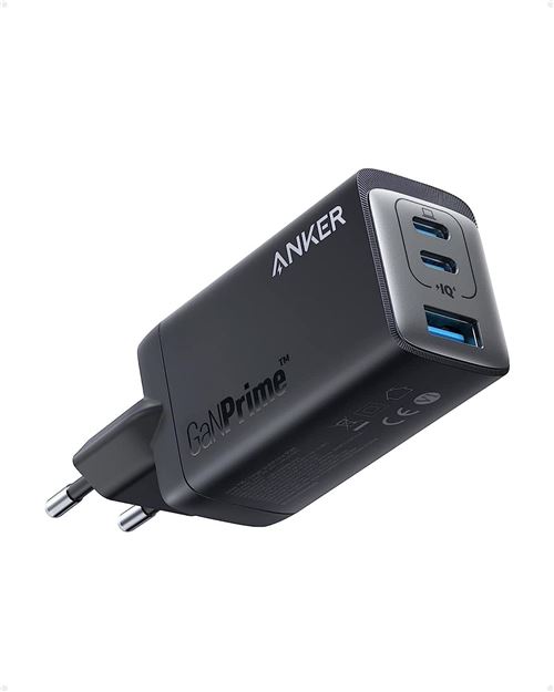 Anker 735 - Netspanningsadapter - 65 watt - 5 A - Anker PowerIQ 4.0 - 3 uitgangsaansluitingen (2x USB-C, USB type A) - zwart
