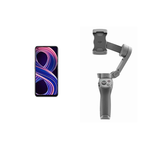 Pack Smartphone Realme 8 5G 6.4" 128 Go Nano Sim Noir + Stabilisateur Dji Osmo Mobile 3 Gris