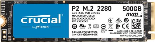 Disque SSD interne Crucial M.2 NVMe P2 500 Go SSD