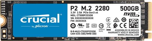 Crucial P2 - SSD - 500 GB - intern - M.2 2280 - PCIe 3.0 x4 (NVMe
