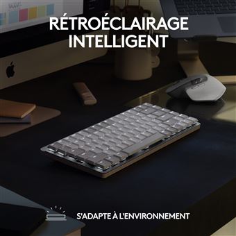 Logitech Master Series MX Mechanical Mini for Mac - Clavier - rétroéclairé - sans fil - Bluetooth LE - AZERTY - Français - commutateur : Tactile Silencieux - gris sidéral