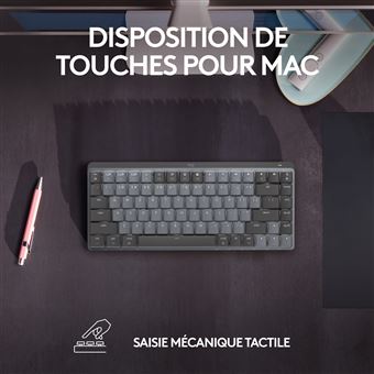 Logitech Master Series MX Mechanical Mini for Mac - Clavier - rétroéclairé - sans fil - Bluetooth LE - AZERTY - Français - commutateur : Tactile Silencieux - gris sidéral