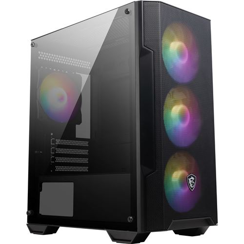 Boîtier PC Gaming Msi Mag Forge M100A Mini Tour Noir Rgb avec Panneau Latéral
