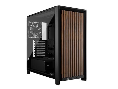 Boîtier PC gaming Corsair Frame 4000 Wood RS moyen tour noir et noyer verre trempé