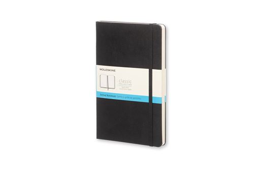 Carnet classique grand format Moleskine A grille de pointillés Couverture rigide Noir