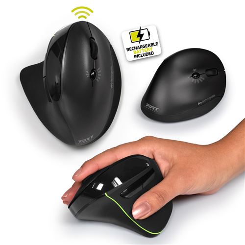 PORT DESIGNS - Souris sans fil ergonomique pour droitier - noir Pas Cher