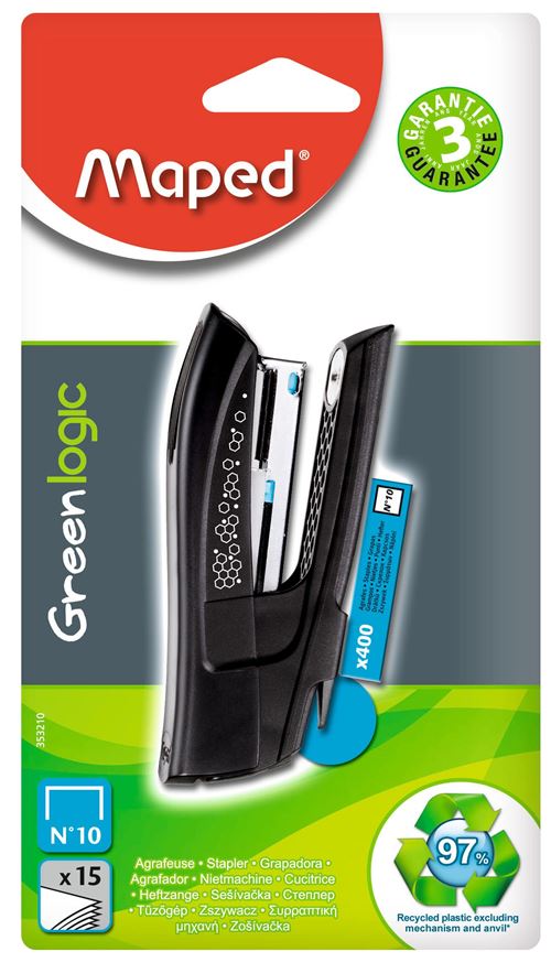 Agrafeuse Greenlogic Poche N&deg;10 Maped - L'unit&eacute; Coloris Al&eacute;atoire