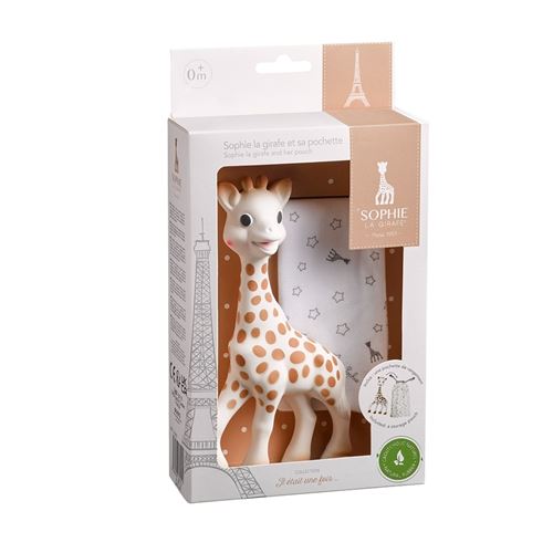 La girafe Sophie Vulli et sa pochette