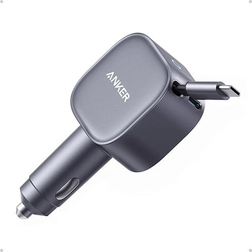 Chargeur Allume Cigare Anker 2C cable retractable integre - vue 2