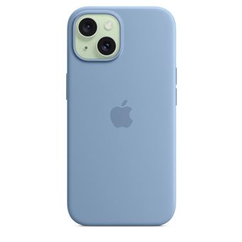 Coque en silicone avec MagSafe pour iPhone 15 Bleu d'hiver