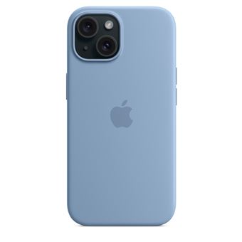 Coque en silicone avec MagSafe pour iPhone 15 Bleu d'hiver