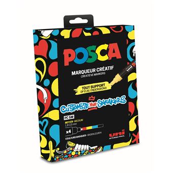 Pochette 4 marqueurs Posca PC5M Classique Modèle aléatoire