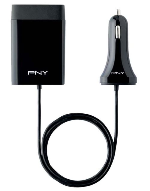 PNY The Family Car Charger - Adaptateur d'alimentation pour voiture - 29 Watt - 5.8 A - 4 connecteurs de sortie (USB)