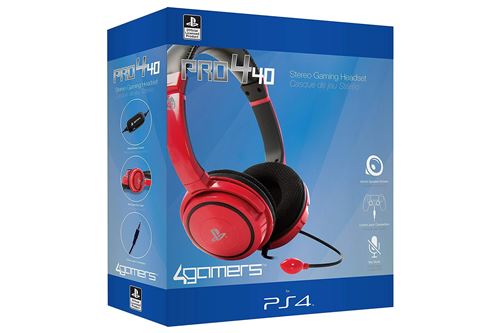 Casque Gaming 4Games stéreo Rouge pour PS4